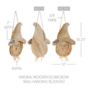 Natural Wooden Scarecrow Wall Hanging 18.25x12x2