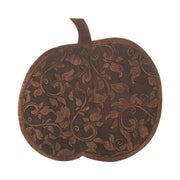 Dark Wooden Carved Vine Pumpkin 14x14x1.5