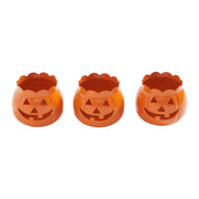 Jack-O-Lantern Candle Holder Orange Set of 3 - 3x3.5x3.5