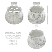 Jack-O-Lantern Candle Holder Antique White Set of 3 - 3x3.5x3.5
