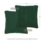 Cable Knit Sweater Pillow Green 18x18