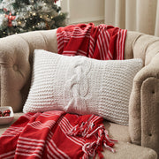 Cable Knit Sweater Pillow White 12x20