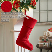 Quilted Red Velvet Stocking with White Bow 11x18