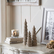 Feathered Finish Hand Turned Wooden Trees Set of 3 - 7/9/12 inch