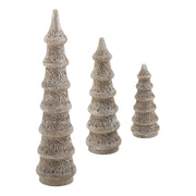 Feathered Finish Hand Turned Wooden Trees Set of 3 - 7/9/12 inch