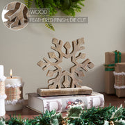 Feathered Finish Wooden Snowflake Natural 7.5x8x2.5