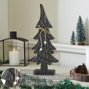 Primitive Pine Distressed Black Wooden Tree 17x7x2
