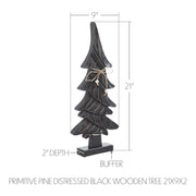 Primitive Pine Distressed Black Wooden Tree 21x9x2