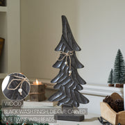 Primitive Pine Distressed Black Wooden Tree 21x9x2