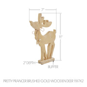 Pretty Prancer Brushed Gold Wooden Deer 11x7x2