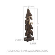 Festive Boughs Dark Wooden Tree 11x3x2