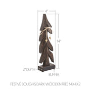 Festive Boughs Dark Wooden Tree 14x4x2