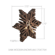 Dark Wooden Snowflake 7.75x7.75x1