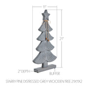 Starry Pine Distressed Grey Wooden Tree 21x11x2