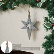 Northern Yule Distressed Grey Wooden Star 8x6x0.75