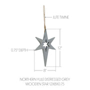 Northern Yule Distressed Grey Wooden Star 12x8x0.75