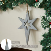 Northern Yule Distressed Grey Wooden Star 12x8x0.75