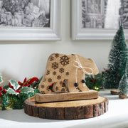 Natural Wooden Snowflake Bear 6x8.5x2