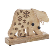 Natural Wooden Snowflake Bear 6x8.5x2