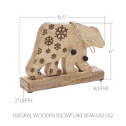Natural Wooden Snowflake Bear 6x8.5x2