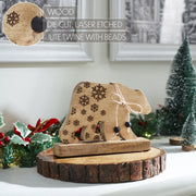 Natural Wooden Snowflake Bear 6x8.5x2