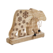 Natural Wooden Snowflake Bear 7x10x2