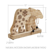 Natural Wooden Snowflake Bear 7x10x2