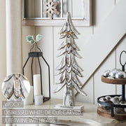 Timber Tidings Distressed White Wooden Tree 21x8.5x2