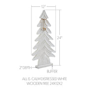 All is Calm Distressed White Wooden Tree 24x12x2