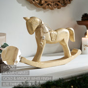 Brushed Gold Wooden Rocking Horse 9.5x15x1.5