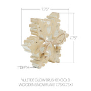 Yuletide Glow Brushed Gold Wooden Snowflake 7.75x7.75x1