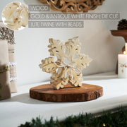 Yuletide Glow Brushed Gold Wooden Snowflake 7.75x7.75x1