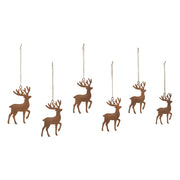 Rust Reindeer Metal Ornament Set of 6 - 5 inch