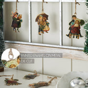 Children at Christmas Metal Ornaments Set of 6 - 4.25/4.5 inch