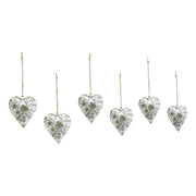 Cottage Neutral Floral Metal Ornament Set of 6 - 4 inch