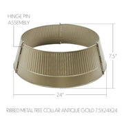 Ribbed Metal Tree Collar Antique Gold 7.5x24x24