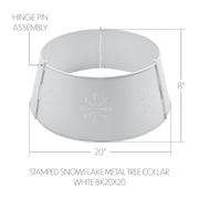 Stamped Snowflake Metal Tree Collar White 8x20x20