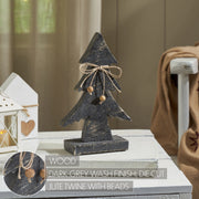 Three-Tiered Pine Distressed Dark Grey Wooden Tree Small 9.25x5.75x2.5