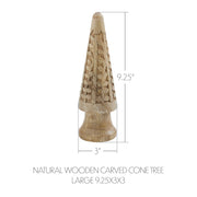 Natural Wooden Carved Cone Tree Large 9.25x3x3