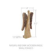 Natural and Dark Wooden Angel Small 9.5x4x1.5