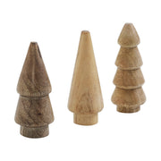 Conical Natural Wooden Tree Set of 3 - 3.25x1.25x1.25