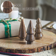 Conical Dark Wooden Tree Set of 3 - 3.25x1.25x1.25