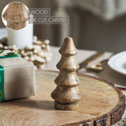 Natural Four-Tiered Hand Turned Wooden Tree 4.5x2x2 Set of 6