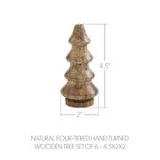 Natural Four-Tiered Hand Turned Wooden Tree 4.5x2x2 Set of 6