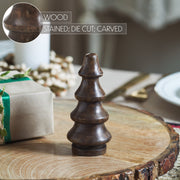 Dark Finish Four-Tiered Hand Turned Wooden Tree 4.5x2x2 Set of 6