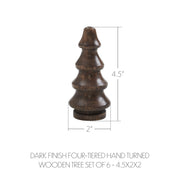 Dark Finish Four-Tiered Hand Turned Wooden Tree 4.5x2x2 Set of 6