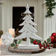 Festive Fir Distressed White Wooden Tree Large 12.75x8.25x2.5