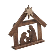 A Savior is Born Dark Wooden Nativity Scene 8.5x10x1.5
