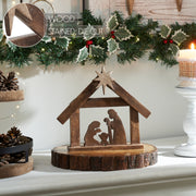 A Savior is Born Dark Wooden Nativity Scene 8.5x10x1.5