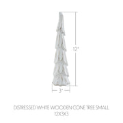 Distressed White Wooden Cone Tree Small 12x3x3